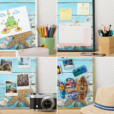 Metal magnet board with a gold frame Holiday rest