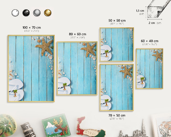Metal magnet board with a gold frame Holiday rest