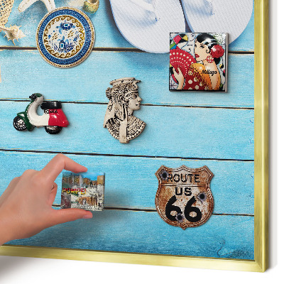 Magnetic board for magnets in a gold frame Holiday atmosphere