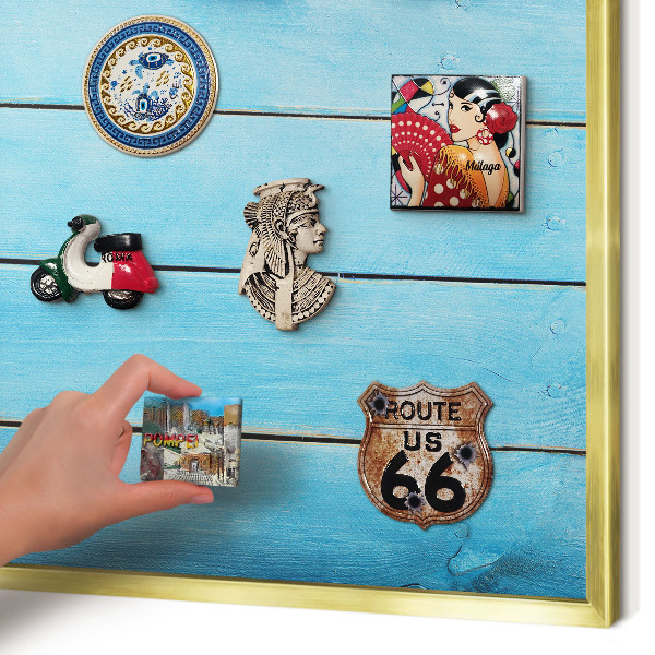 Magnetic board for magnets in a gold frame Holiday atmosphere