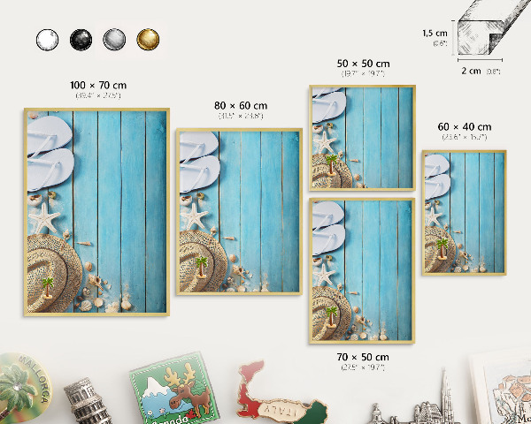 Magnetic board for magnets in a gold frame Holiday atmosphere