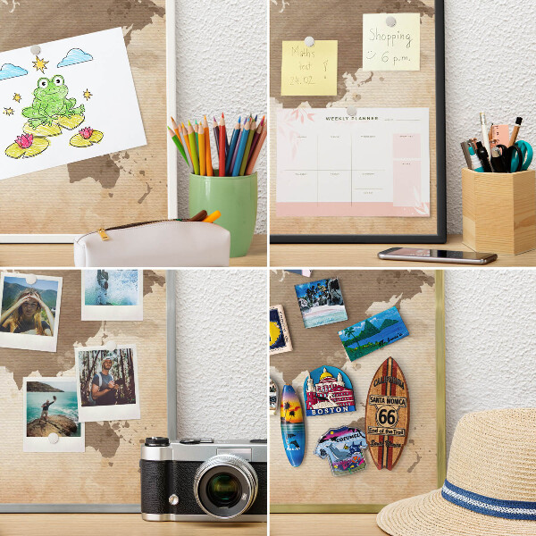 Magnetic board for magnets in a gold frame World map