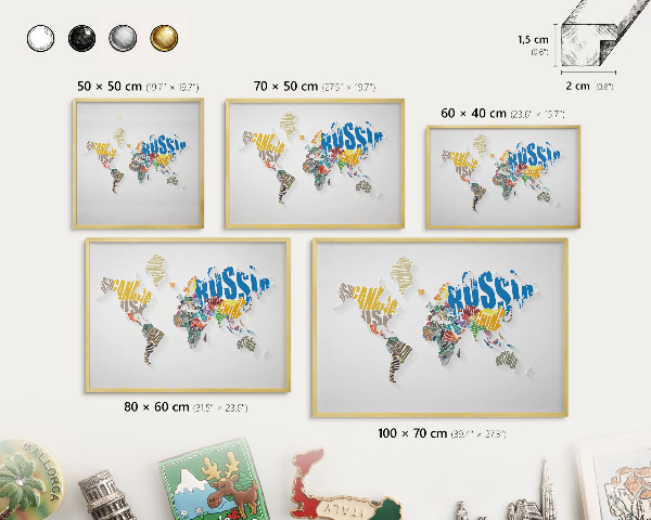 Magnetic board for magnets in a gold frame Color map