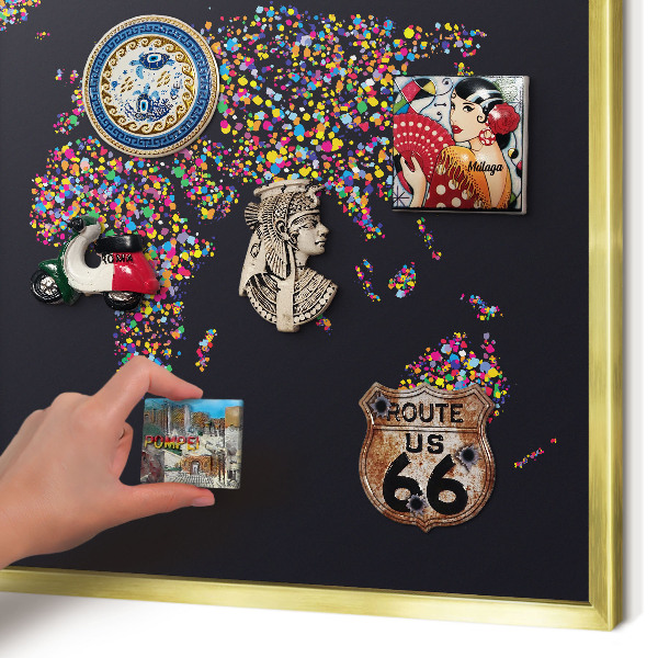 Metal magnet board with a gold frame Color map