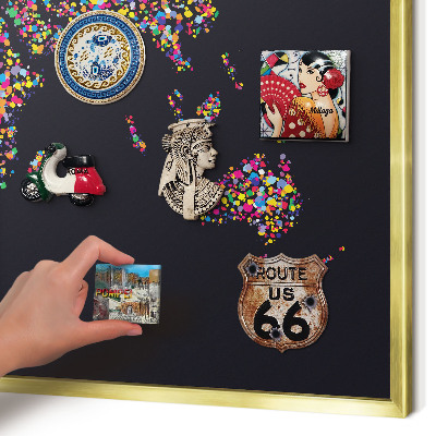 Metal magnet board with a gold frame Color map