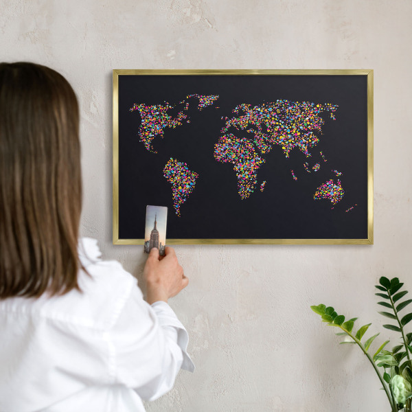 Metal magnet board with a gold frame Color map