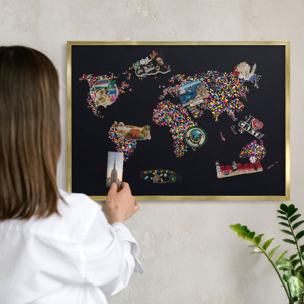 Metal magnet board with a gold frame Color map
