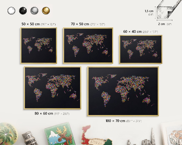 Metal magnet board with a gold frame Color map