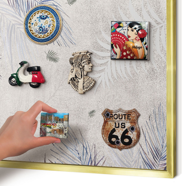 Magnetic board for magnets in a gold frame Leafy elegance