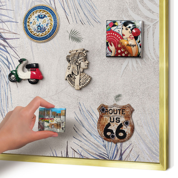 Magnetic board for magnets in a gold frame Leafy elegance