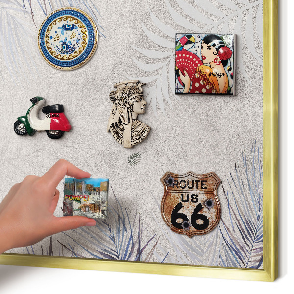 Magnetic board for magnets in a gold frame Leafy elegance