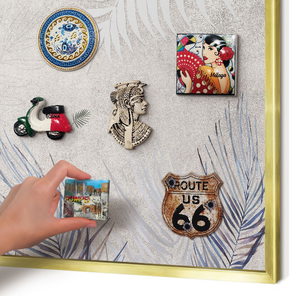 Magnetic board for magnets in a gold frame Leafy elegance