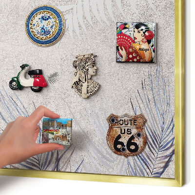 Magnetic board for magnets in a gold frame Leafy elegance
