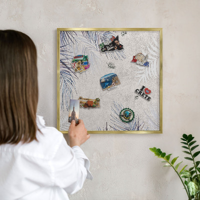 Magnetic board for magnets in a gold frame Leafy elegance