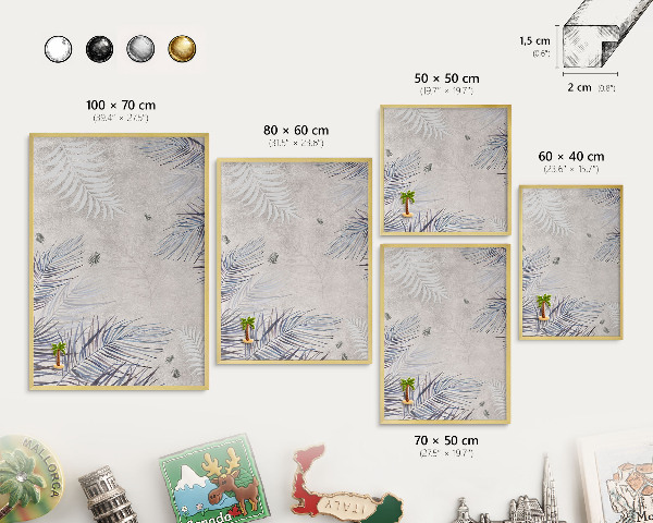 Magnetic board for magnets in a gold frame Leafy elegance
