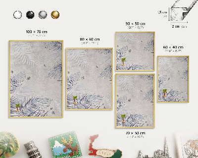 Magnetic board for magnets in a gold frame Leafy elegance