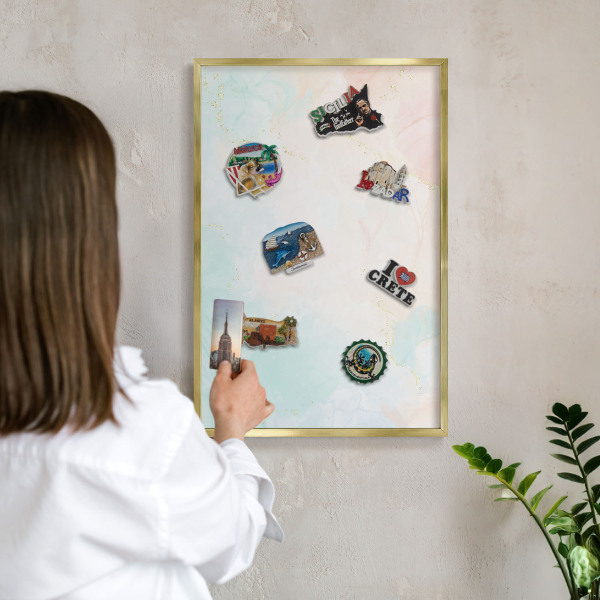 Magnetic board for magnets in a gold frame Pastel elegance