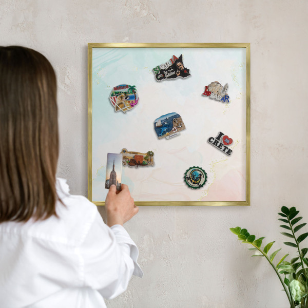 Magnetic board for magnets in a gold frame Pastel elegance
