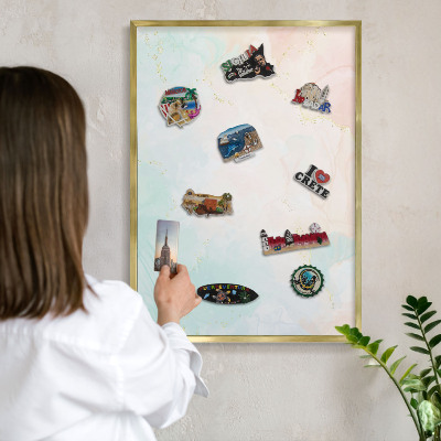 Magnetic board for magnets in a gold frame Pastel elegance