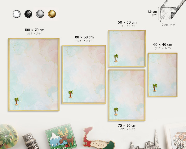 Magnetic board for magnets in a gold frame Pastel elegance
