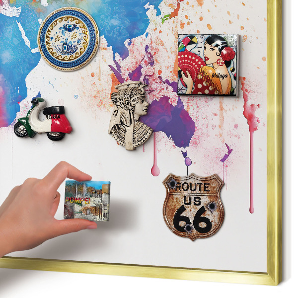 Metal magnet board with a gold frame Color map