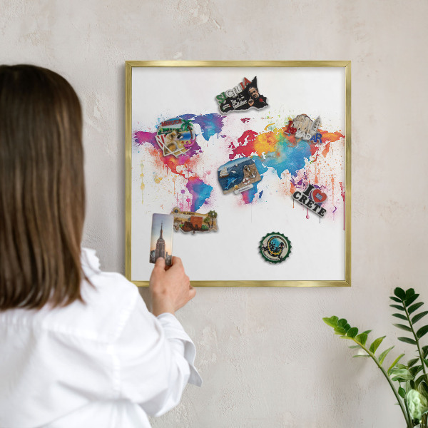 Metal magnet board with a gold frame Color map