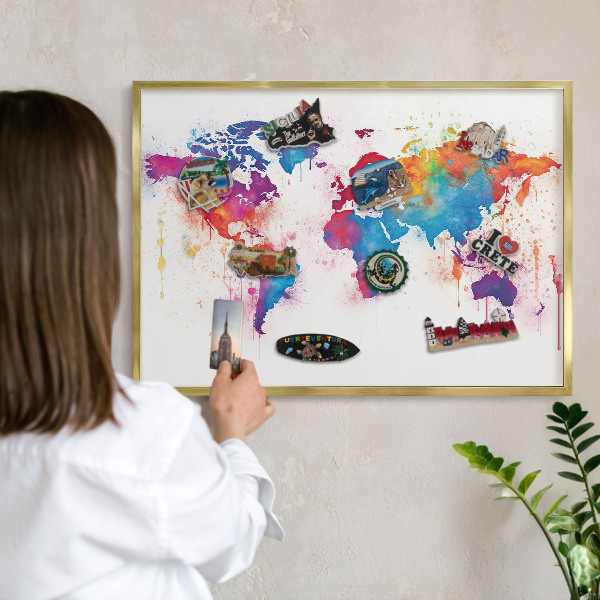 Metal magnet board with a gold frame Color map