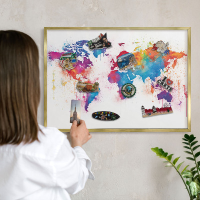 Metal magnet board with a gold frame Color map