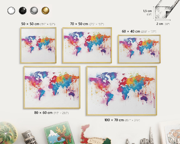 Metal magnet board with a gold frame Color map