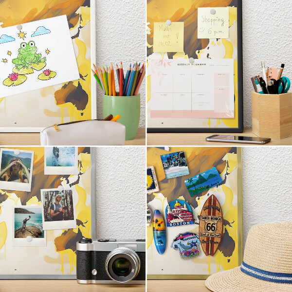 Magnetic board for magnets in a gold frame World map
