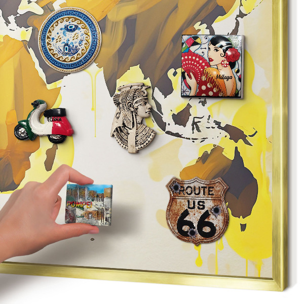 Magnetic board for magnets in a gold frame World map