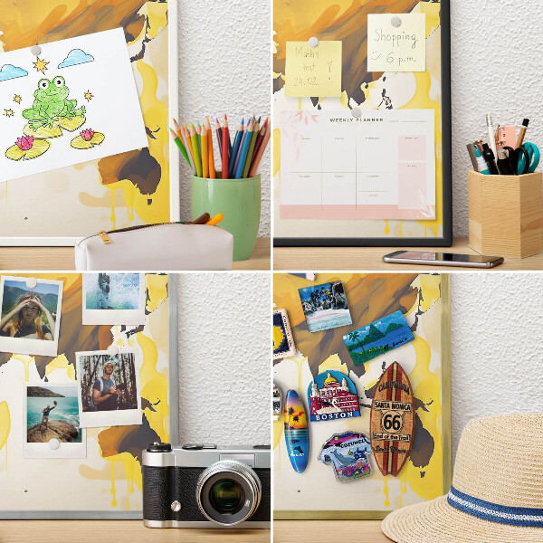Magnetic board for magnets in a gold frame World map