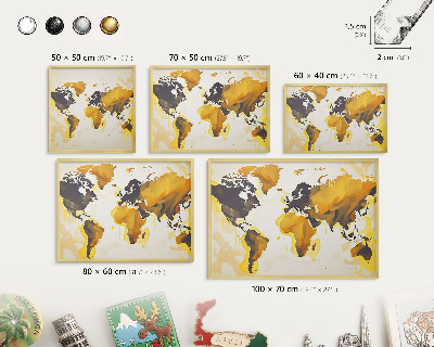 Magnetic board for magnets in a gold frame World map