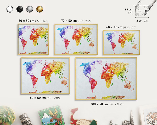 Magnetic board for magnets in a gold frame Color map