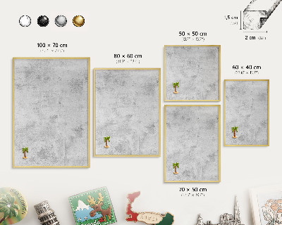 Metal magnet board with a gold frame Raw concrete