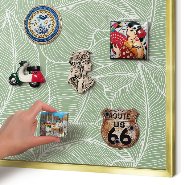Magnetic board for magnets in a gold frame Tropical leaves