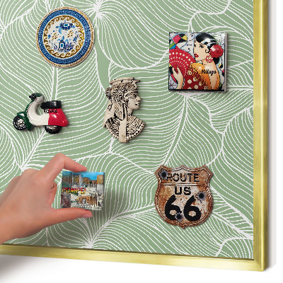 Magnetic board for magnets in a gold frame Tropical leaves