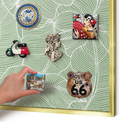 Magnetic board for magnets in a gold frame Tropical leaves