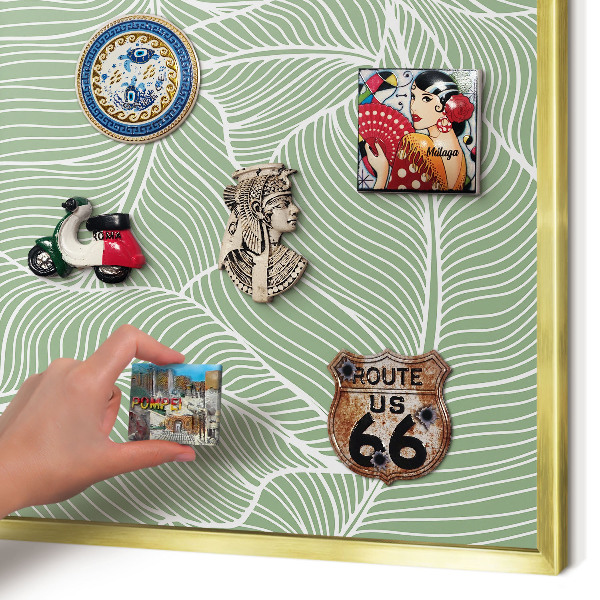Magnetic board for magnets in a gold frame Tropical leaves