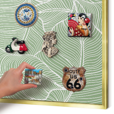 Magnetic board for magnets in a gold frame Tropical leaves