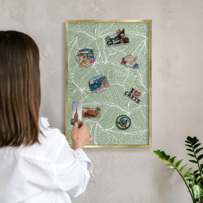 Magnetic board for magnets in a gold frame Tropical leaves