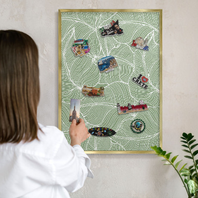 Magnetic board for magnets in a gold frame Tropical leaves