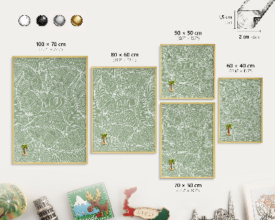 Magnetic board for magnets in a gold frame Tropical leaves