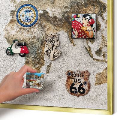 Magnetic board for magnets in a gold frame Relief map