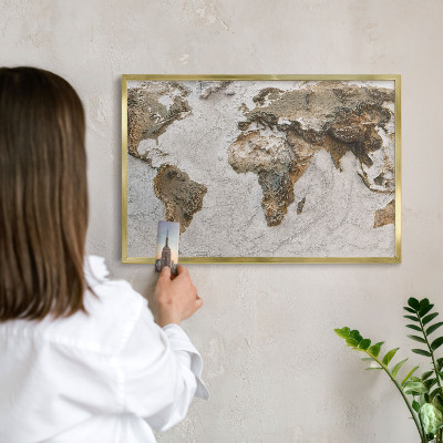 Magnetic board for magnets in a gold frame Relief map