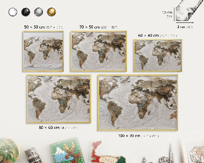 Magnetic board for magnets in a gold frame Relief map