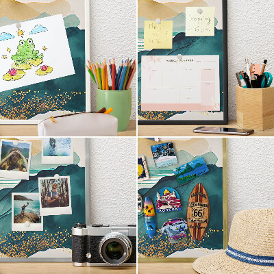 Magnetic board for magnets in a gold frame A peaceful view