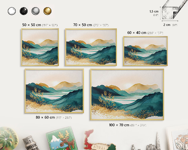Magnetic board for magnets in a gold frame A peaceful view