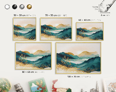 Magnetic board for magnets in a gold frame A peaceful view