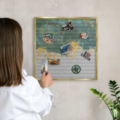 Magnetic board for magnets in a gold frame Turquoise abstraction